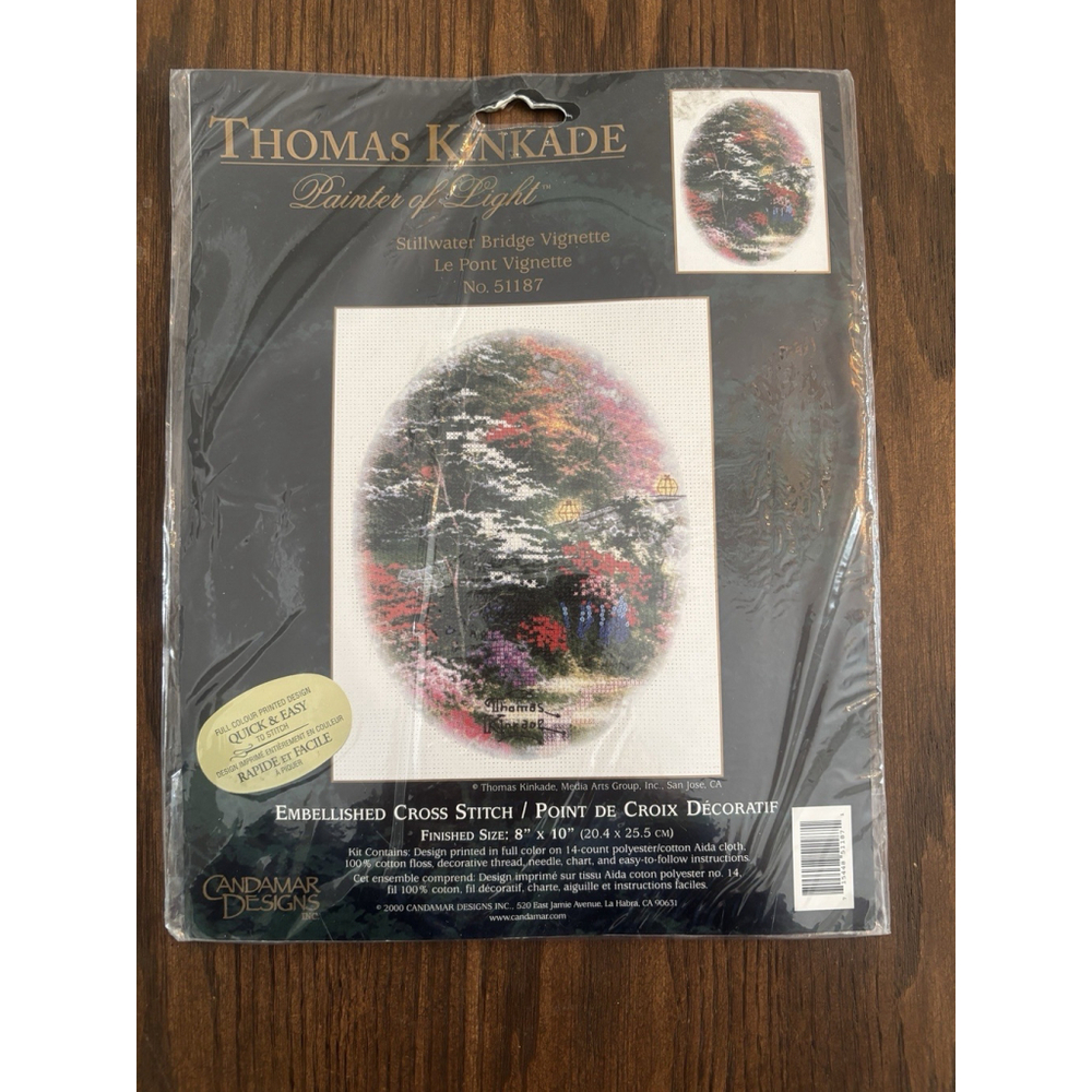 Vintage Candamar Designs Thomas Kinkade Stillwater Bridge Cross Stitch